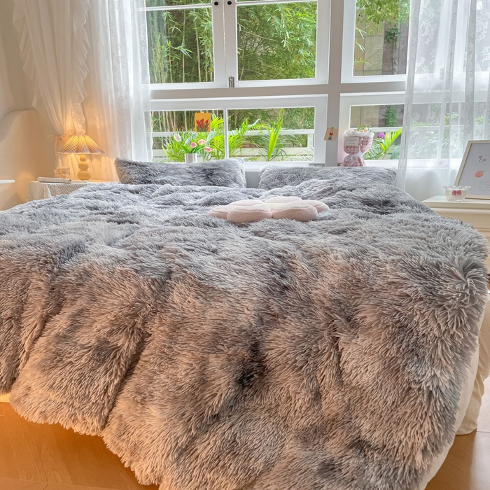 91家纺网 家纺一手货源 找家纺 慕澄家纺 2023新款水貂绒被套盖毯两用毯子 彩虹-浅灰