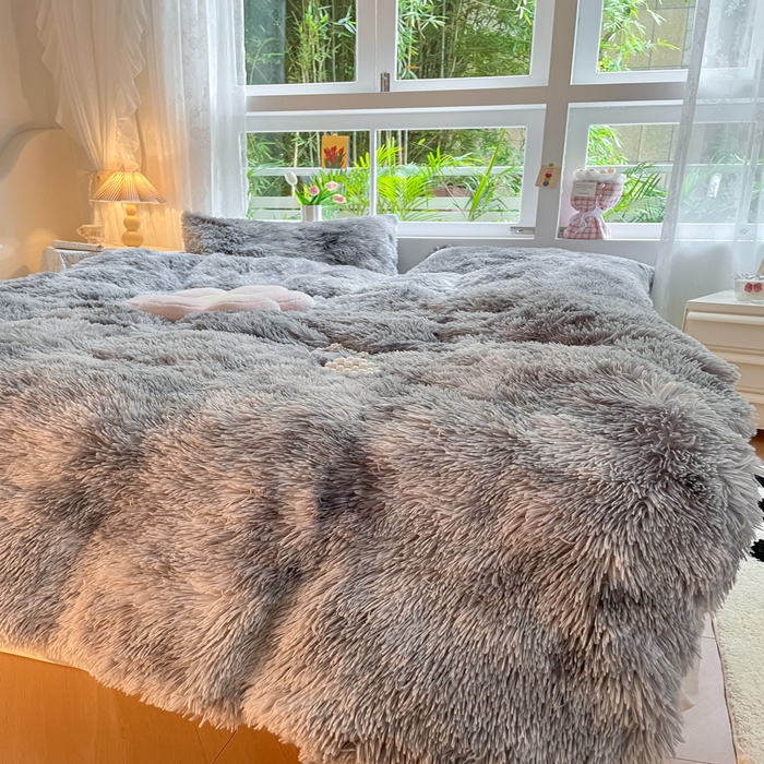 91家纺网 家纺一手货源 找家纺 慕澄家纺 2023新款水貂绒被套盖毯两用毯子 彩虹-浅灰