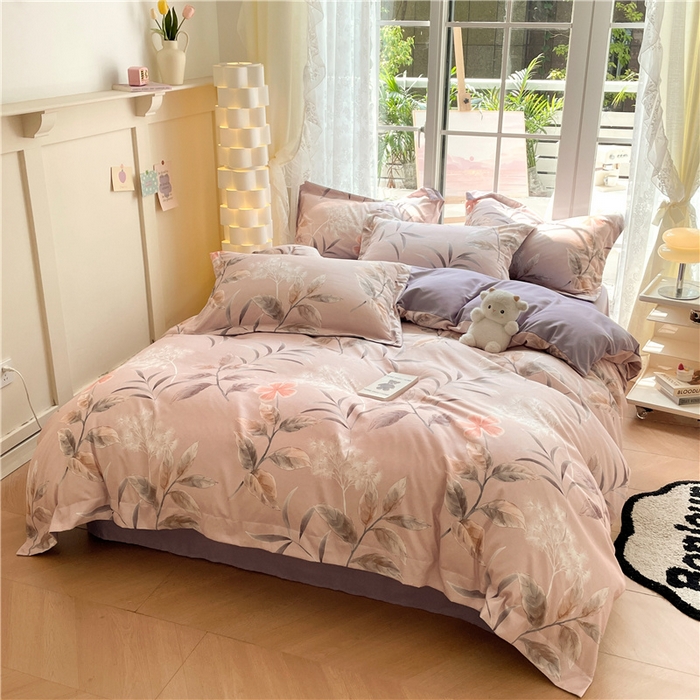 91家纺网 家纺一手货源 找家纺 古吉梦 2023新款A类有氧元气棉加厚磨毛四件套 彼岸花