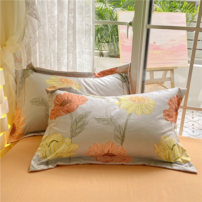 91家纺网 家纺一手货源 找家纺 古吉梦 2023新款A类有氧元气棉加厚磨毛四件套 太阳花