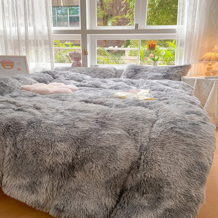 91家纺网 家纺一手货源 找家纺 慕澄家纺 2023新款水貂绒被套盖毯两用毯子 彩虹-浅灰