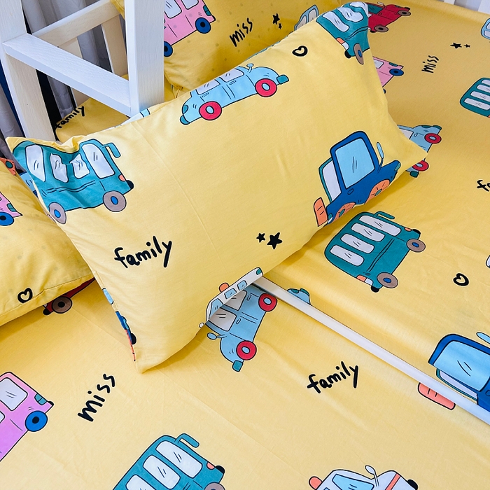 91家纺网 家纺一手货源 找家纺 小虾米 2023新款卡通系列全棉床笠（可定制）小汽车黄