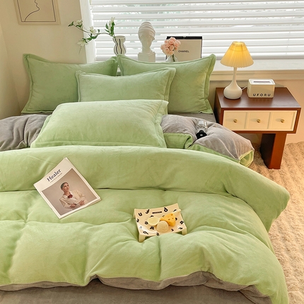 91家纺网 家纺一手货源 找家纺 （总）逸尚阁 2024新款高克重纯色牛奶绒四件套