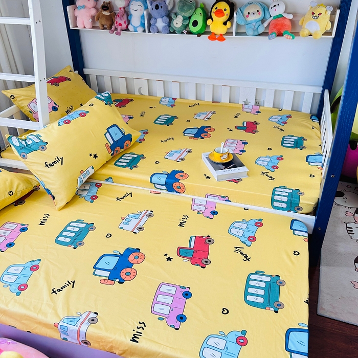 91家纺网 家纺一手货源 找家纺 小虾米 2023新款卡通系列全棉床笠（可定制）小汽车黄