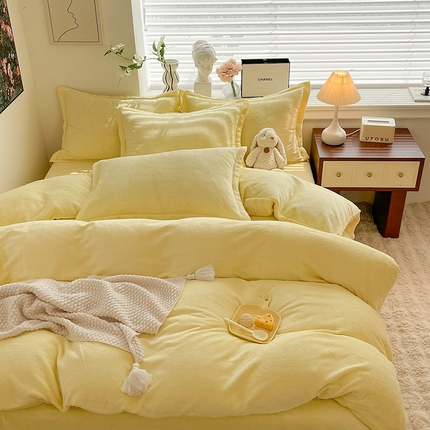 91家纺网 家纺一手货源 找家纺 （总）逸尚阁 2024新款高克重纯色牛奶绒四件套
