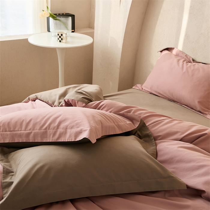 91家纺网 家纺一手货源 找家纺 涞澳家纺 2023新款50磨绒双拼 藕棕粉