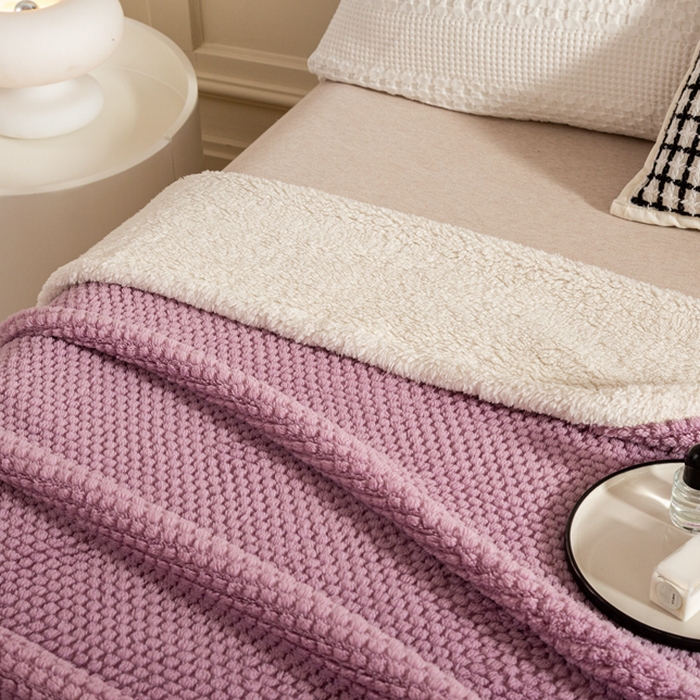 91家纺网 家纺一手货源 找家纺 丝涟家居 2023新款舒适保暖玫瑰绒毛毯 紫