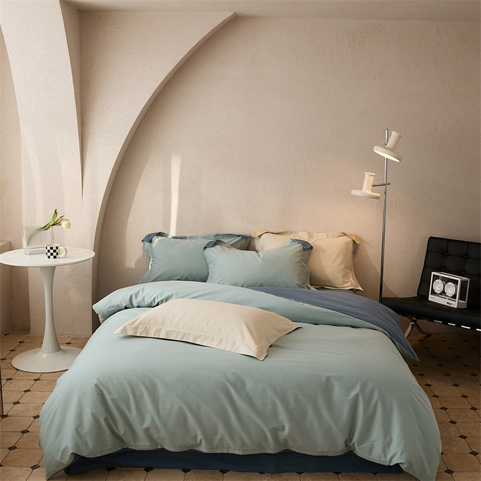 91家纺网 家纺一手货源 找家纺 涞澳家纺 2023新款50磨绒双拼 兰青