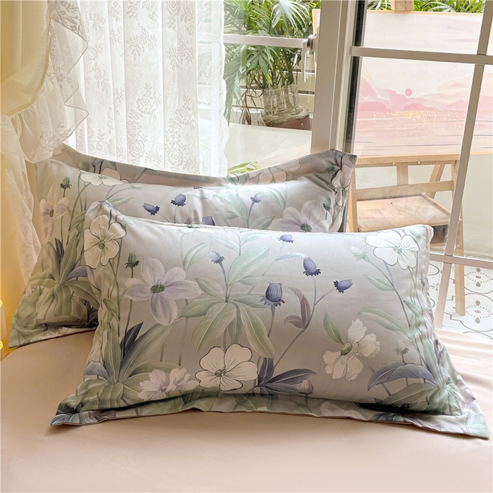 91家纺网 家纺一手货源 找家纺 古吉梦 2023新款A类有氧元气棉加厚磨毛四件套 绿茵