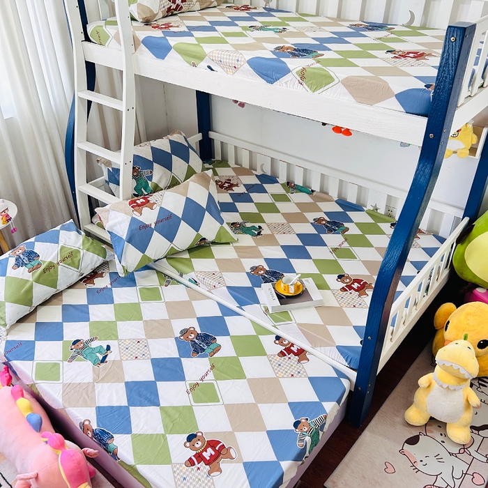 91家纺网 家纺一手货源 找家纺 小虾米 2023新款卡通系列全棉床笠（可定制）欢乐熊