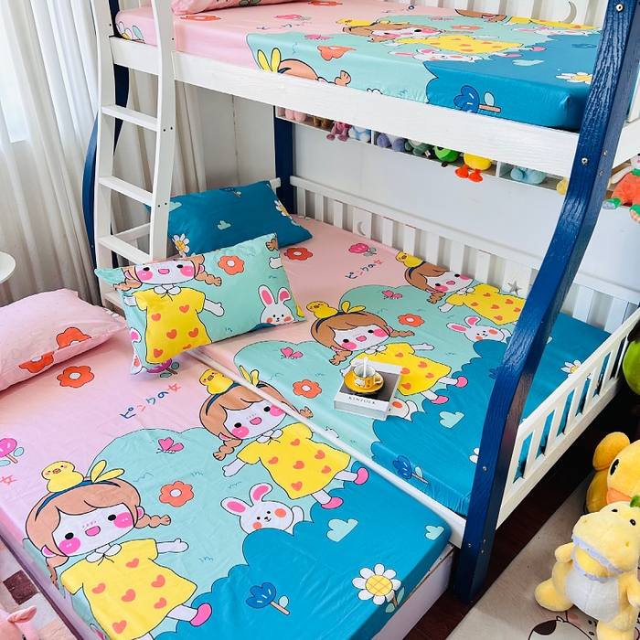 91家纺网 家纺一手货源 找家纺 小虾米 2023新款卡通系列全棉床笠（可定制）可爱女孩