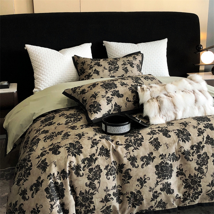 91家纺网 家纺一手货源 找家纺 涞澳 2023新款全棉磨绒印花四件套 花萝