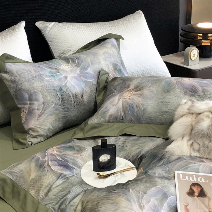 91家纺网 家纺一手货源 找家纺 涞澳  2023新款100支全棉数码印花四件套 花曼