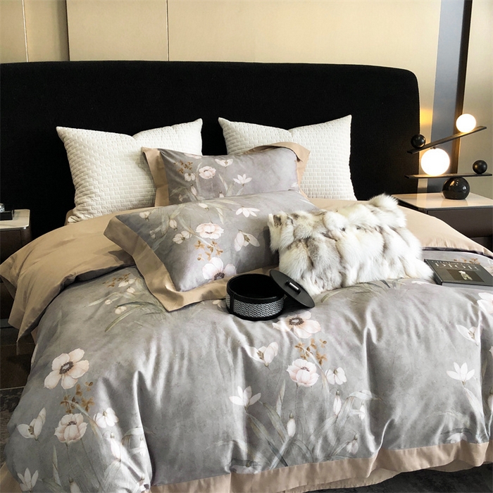 91家纺网 家纺一手货源 找家纺 涞澳 2023新款全棉磨绒印花四件套 婉晴