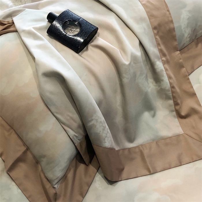 91家纺网 家纺一手货源 找家纺 涞澳  2023新款100支全棉数码印花四件套 墨染-咖