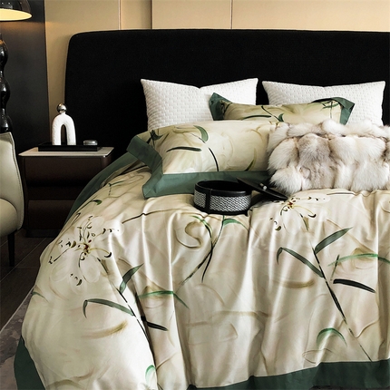 涞澳 2023新款全棉磨绒印花四件套 绿茵