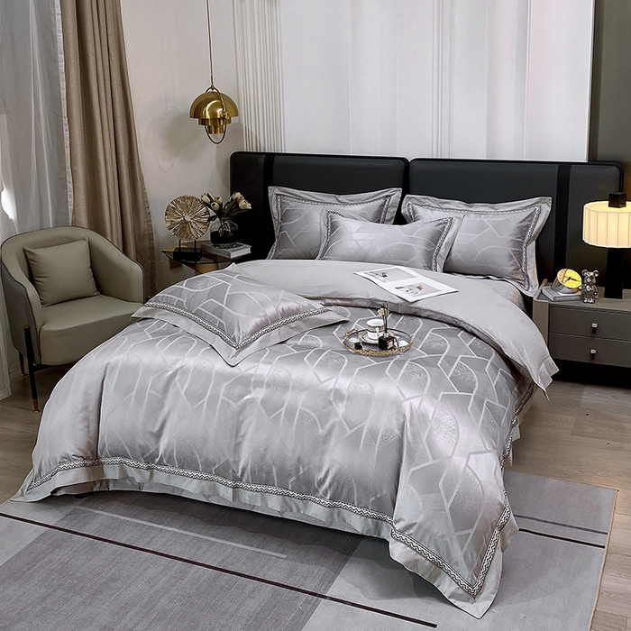 91家纺网 家纺一手货源 找家纺 小时代家纺 2023新款纯棉贡缎提花夹棉床盖四件套 艾斯尼