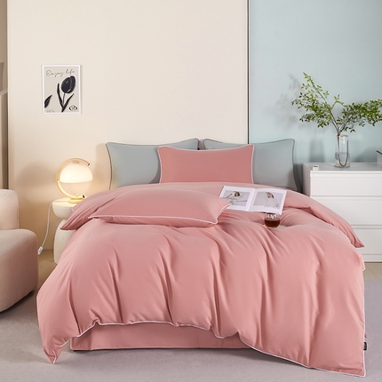 91家纺网 家纺一手货源 找家纺 （总）泽西2024新款A类3221全棉磨毛麻绳滚边纯棉被套床单四件套