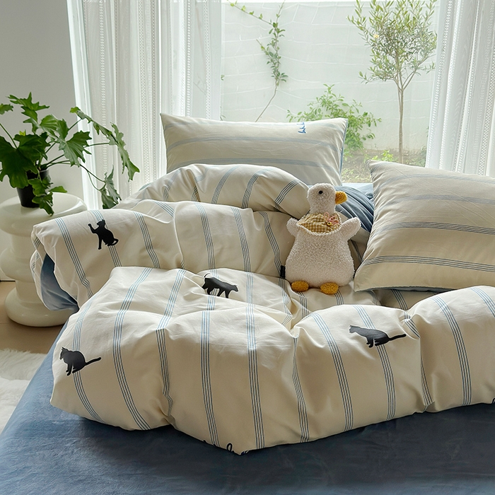 91家纺网 家纺一手货源 找家纺 怡家居 2023新款秋冬亲肤舒适棉加绒四件套 猫屋