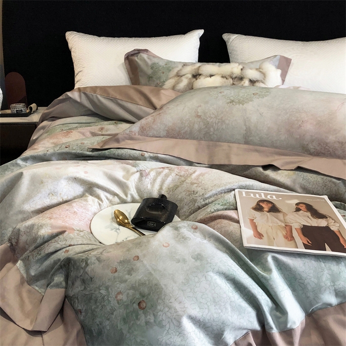 91家纺网 家纺一手货源 找家纺 涞澳  2023新款100支全棉数码印花四件套 花展