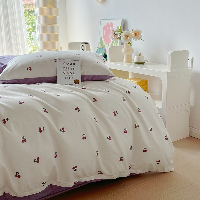 91家纺网 家纺一手货源 找家纺 怡家居 2023新款秋冬亲肤舒适棉加绒四件套 紫樱桃