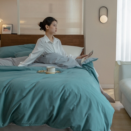 91家纺网 家纺一手货源 找家纺 （总）寐眠 2023新款纯棉磨毛双拼四件套