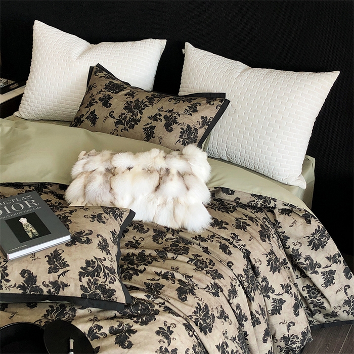 91家纺网 家纺一手货源 找家纺 涞澳 2023新款全棉磨绒印花四件套 花萝