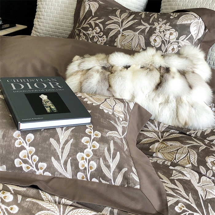 91家纺网 家纺一手货源 找家纺 涞澳 2023新款全棉磨绒印花四件套 舒羽-咖