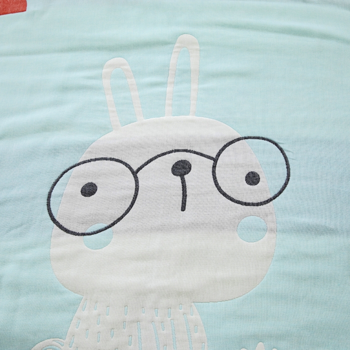 91家纺网 家纺一手货源 找家纺 朴尔家纺-毛巾被 2023新款六层纱布儿童毛巾被-朴尔 博士兔浅蓝