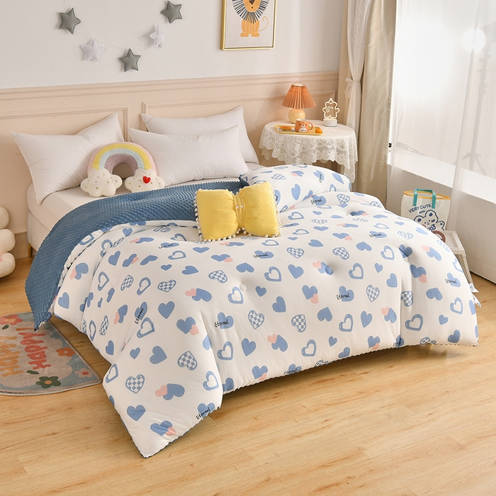 91家纺网 家纺一手货源 找家纺 牛魔王家居 2023新款A类针织棉豆豆被子抗菌纤维被芯冬被 心意满满