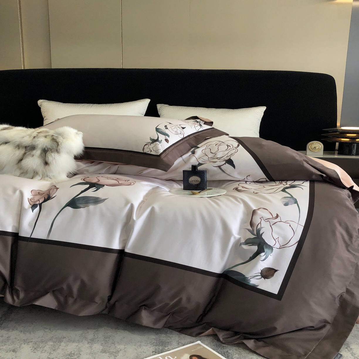 91家纺网 家纺一手货源 找家纺 涞澳  2023新款100支全棉数码印花四件套 花见