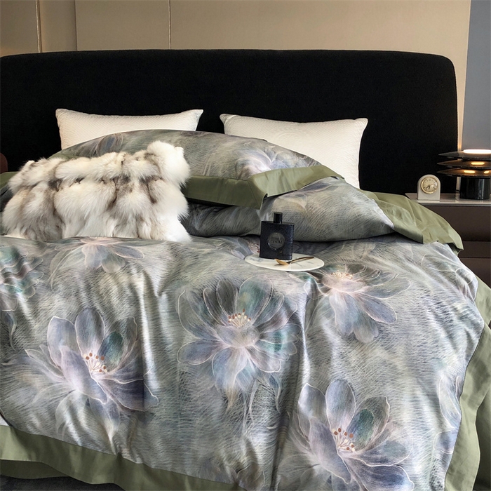 91家纺网 家纺一手货源 找家纺 涞澳  2023新款100支全棉数码印花四件套 花曼