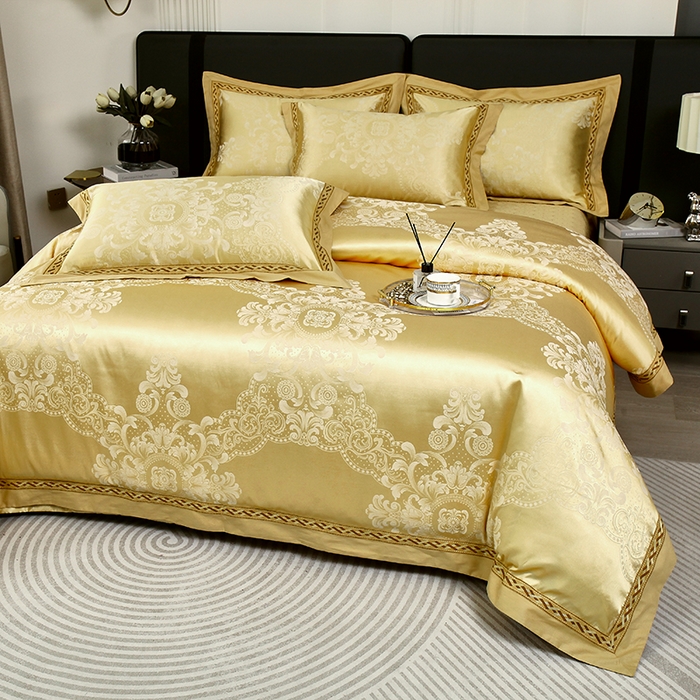 91家纺网 家纺一手货源 找家纺 小时代家纺 2023新款纯棉贡缎提花夹棉床盖四件套 芭莎之旅