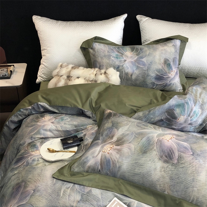 91家纺网 家纺一手货源 找家纺 涞澳  2023新款100支全棉数码印花四件套 花曼