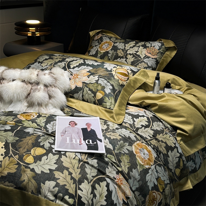 91家纺网 家纺一手货源 找家纺 涞澳  2023新款100支全棉数码印花四件套 兰槿