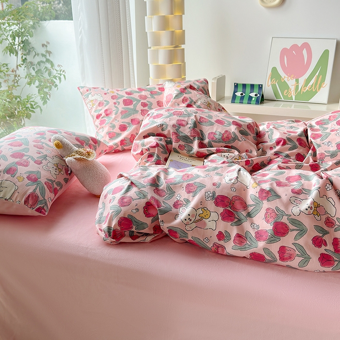 91家纺网 家纺一手货源 找家纺 怡家居 2023新款秋冬亲肤舒适棉加绒四件套 花园漫步