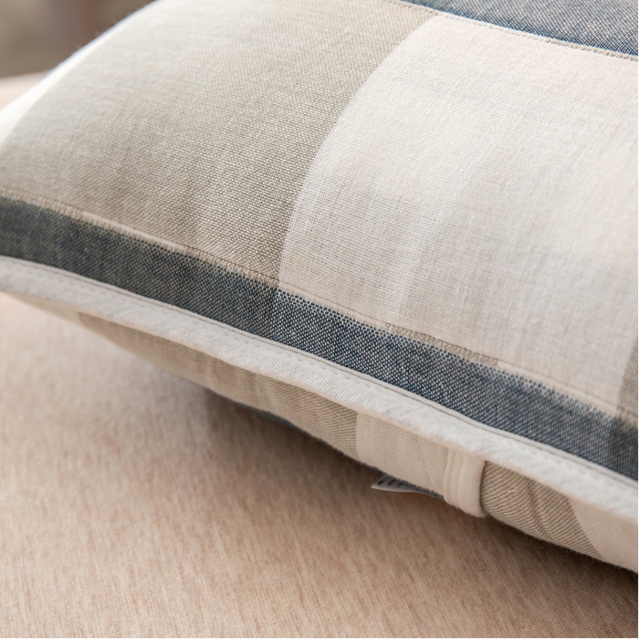 91家纺网 家纺一手货源 找家纺 2023全棉卡通六层纱布儿童枕套-朴尔 日式大格蓝-纱布枕套