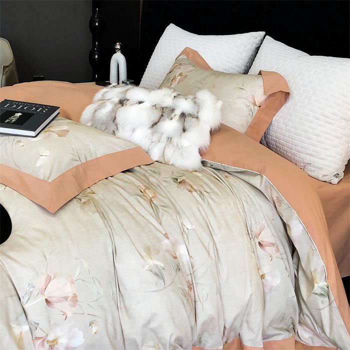 91家纺网 家纺一手货源 找家纺 涞澳 2023新款全棉磨绒印花四件套 亭雪