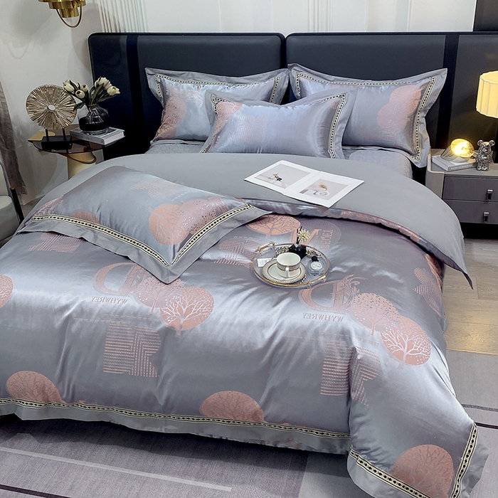 91家纺网 家纺一手货源 找家纺 小时代家纺 2023新款纯棉贡缎提花夹棉床盖四件套 森之恋曲