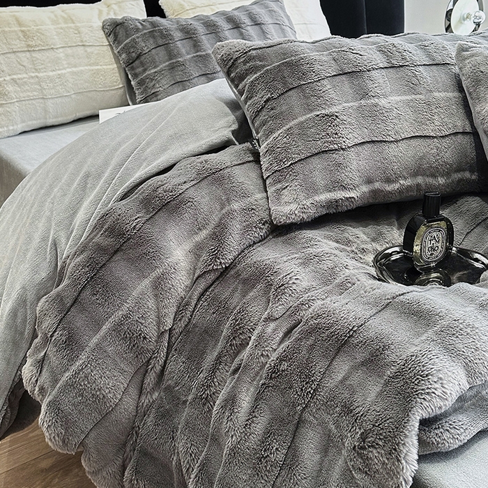 91家纺网 家纺一手货源 找家纺 丝芙妮家居（原乐视家纺） 2024新款兔兔绒牛奶绒四件套-黎梦系列 黎梦-雾霾灰