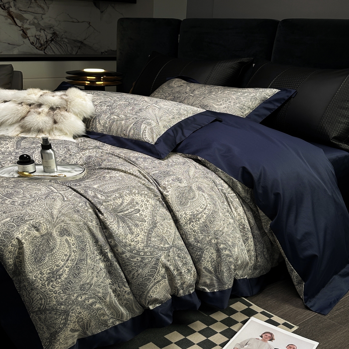 91家纺网 家纺一手货源 找家纺 涞澳  2023新款100支全棉数码印花四件套 凡羽