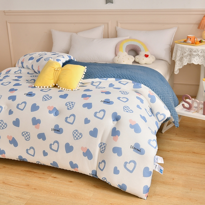 91家纺网 家纺一手货源 找家纺 牛魔王家居 2023新款A类针织棉豆豆被子抗菌纤维被芯冬被 心意满满