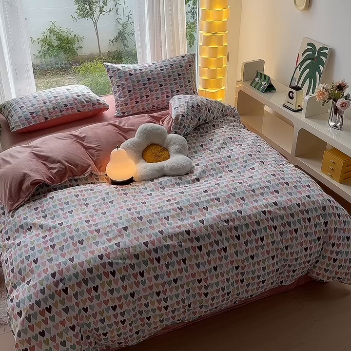 91家纺网 家纺一手货源 找家纺 怡家居 2023新款秋冬亲肤舒适棉加绒四件套 心动