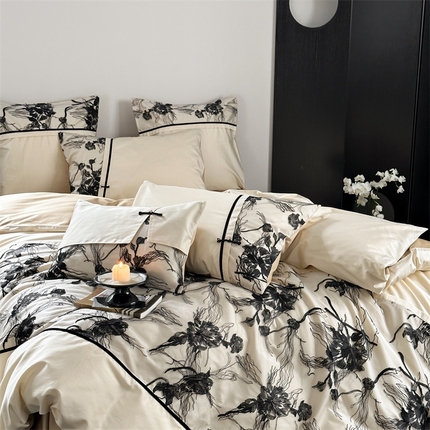 91家纺网 家纺一手货源 找家纺 涞澳 2023新款特殊面料工艺款四件套 浮光掠影