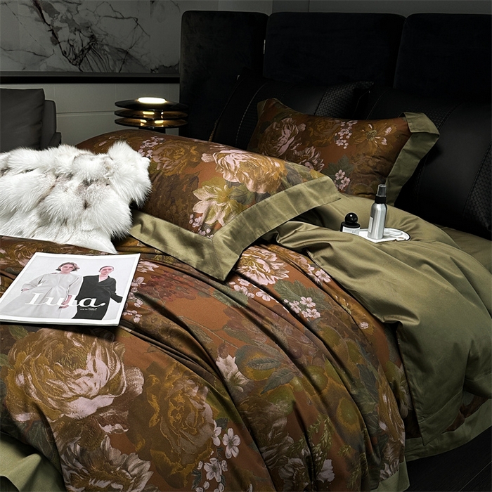 91家纺网 家纺一手货源 找家纺 涞澳  2023新款100支全棉数码印花四件套 花颜