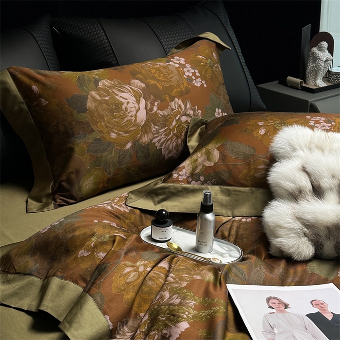 91家纺网 家纺一手货源 找家纺 涞澳  2023新款100支全棉数码印花四件套 花颜