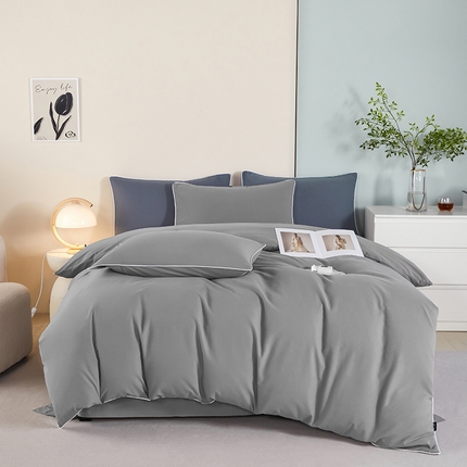 91家纺网 家纺一手货源 找家纺 （总）泽西2024新款A类3221全棉磨毛麻绳滚边纯棉被套床单四件套