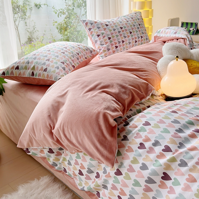 91家纺网 家纺一手货源 找家纺 怡家居 2023新款秋冬亲肤舒适棉加绒四件套 心动