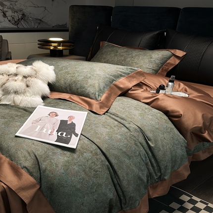 涞澳  2023新款100支全棉数码印花四件套 云锦-咖