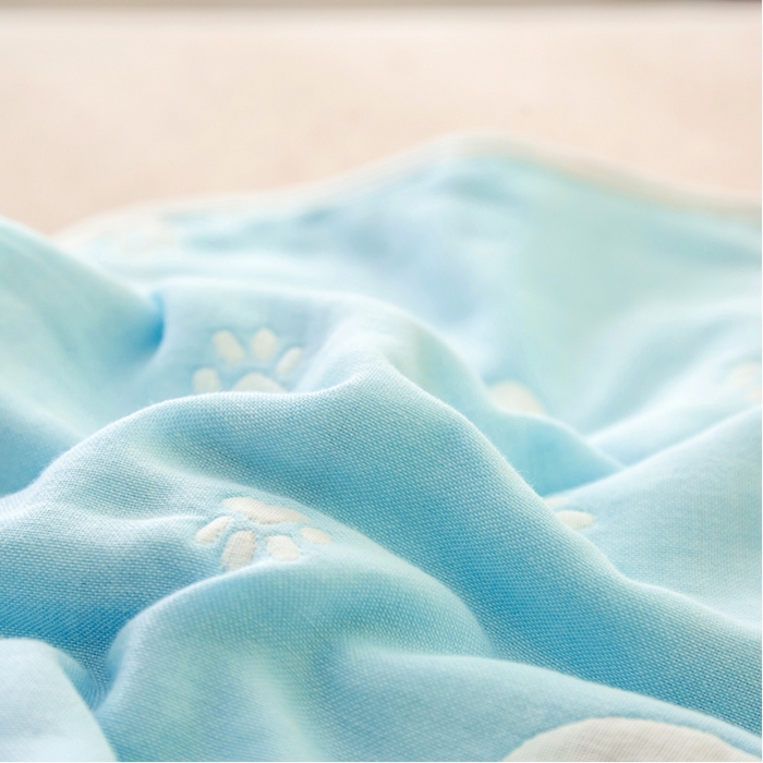 91家纺网 家纺一手货源 找家纺 2023全棉卡通六层纱布儿童枕套-朴尔 甜蜜小熊蓝-纱布枕套